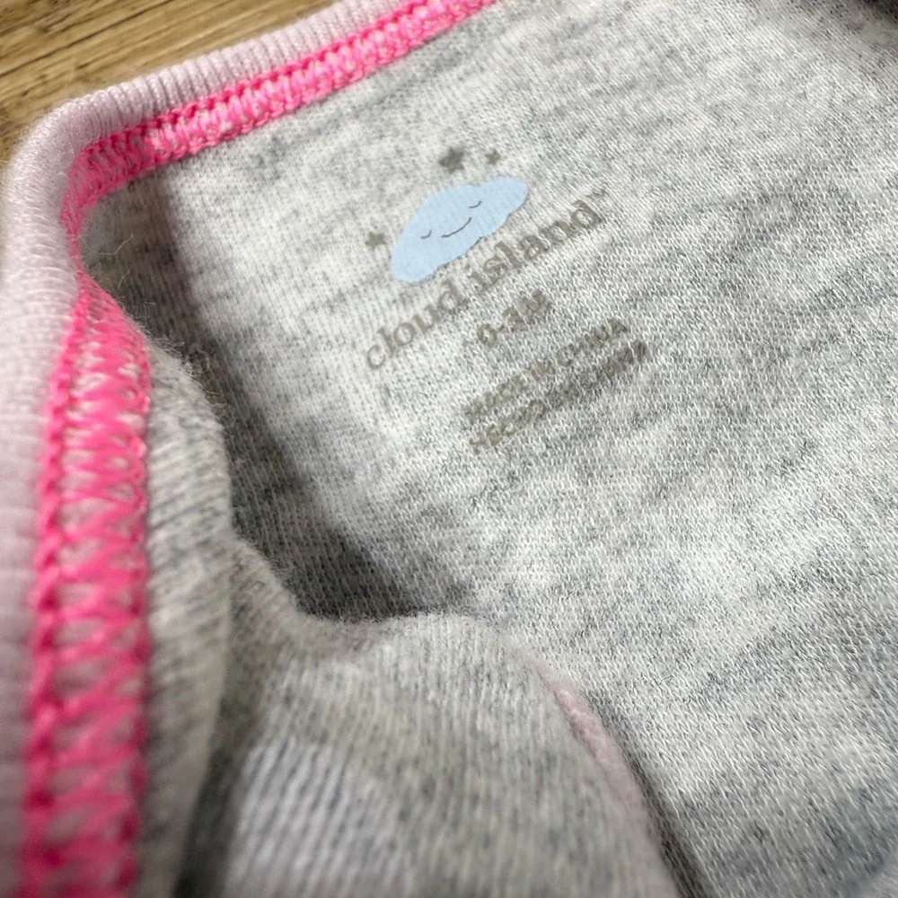 Cloud Island | Gray and Pink Polka Dot Romper | 0-3M